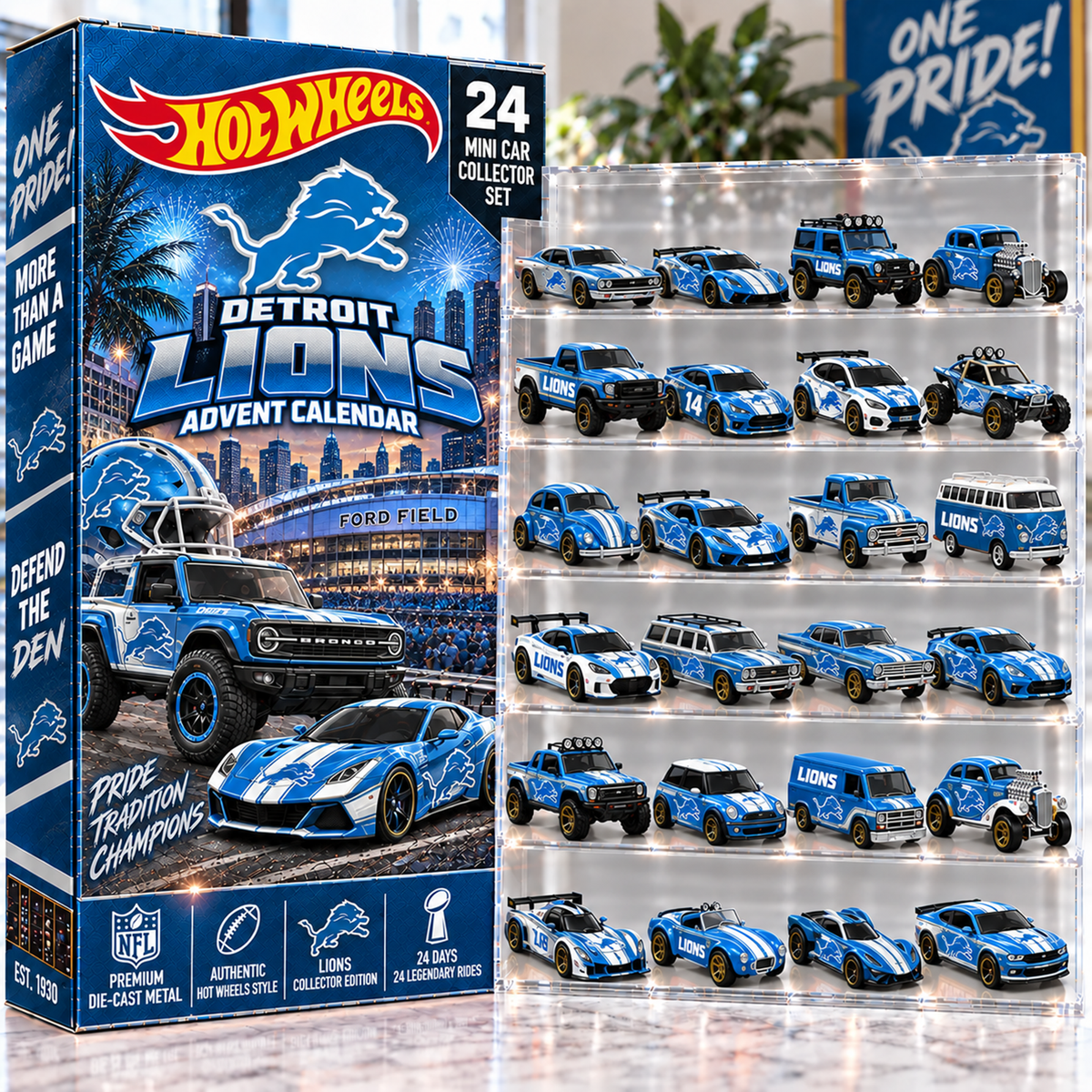 Premium NFL DET Mini Car Advent Calendar V4