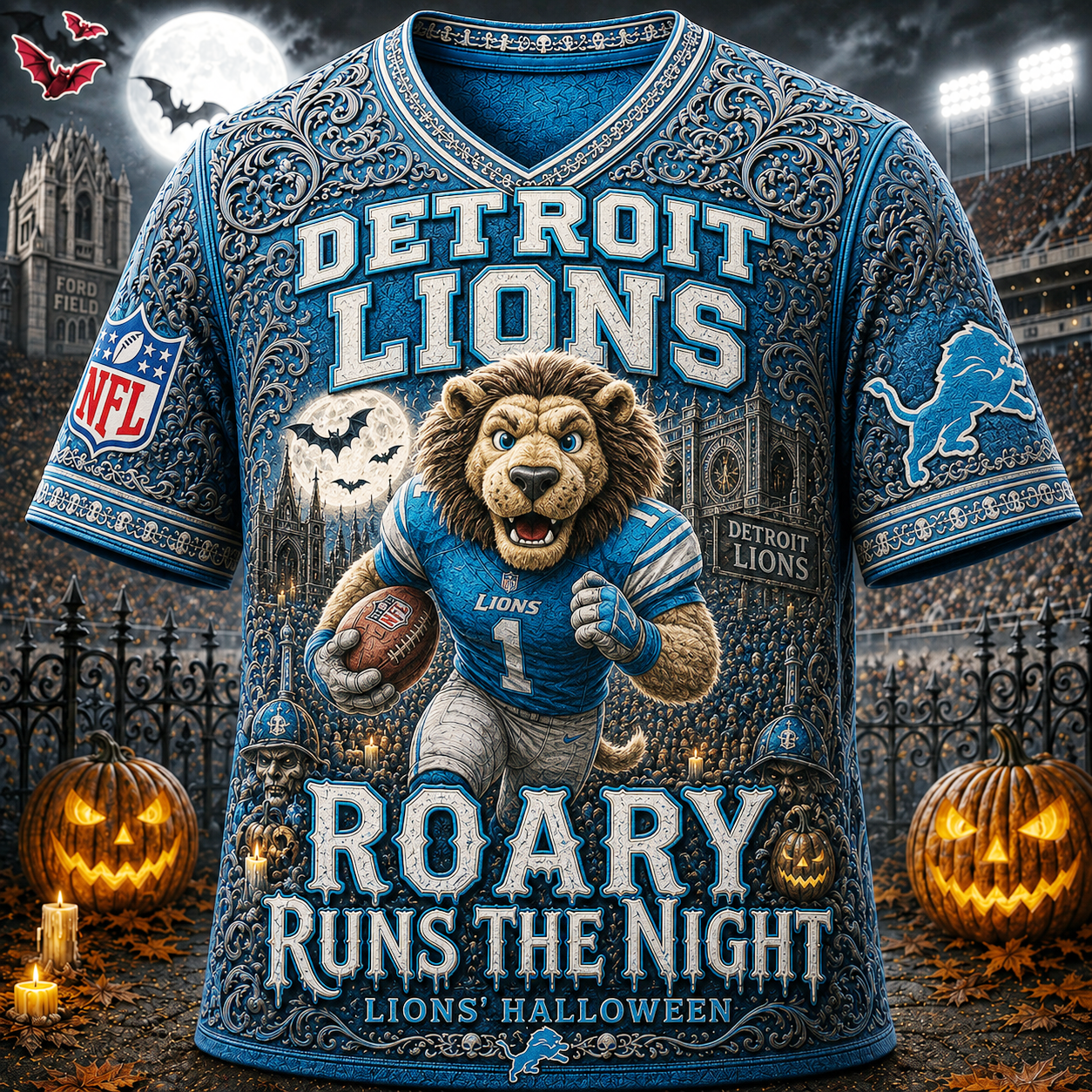 Premium NFL DL Runs the Night Halloween Mascot T-shirt
