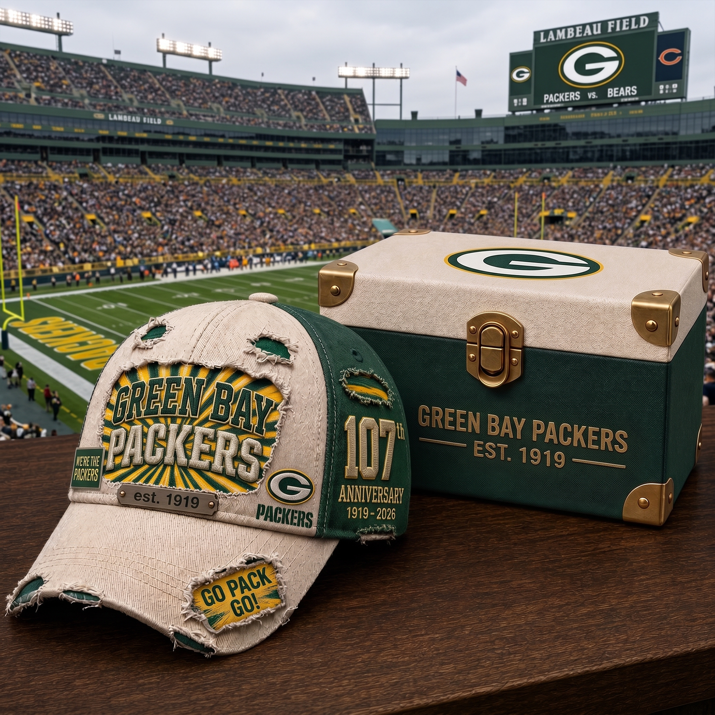 Premium NFL GB Anniversary Distressed Cap