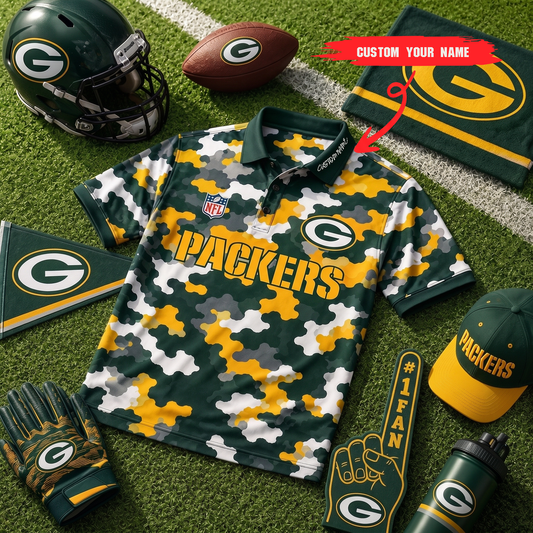 Premium NFL GB Camo Polo Shirt