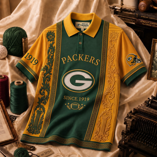 Premium NFL GB Embroidered Vintage Heritage Polo Shirt