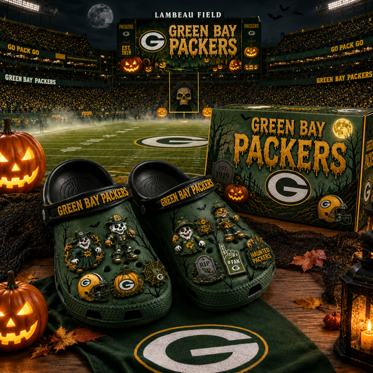 Premium NFL GBP Haunted Game Day Halloween Charm Clogs