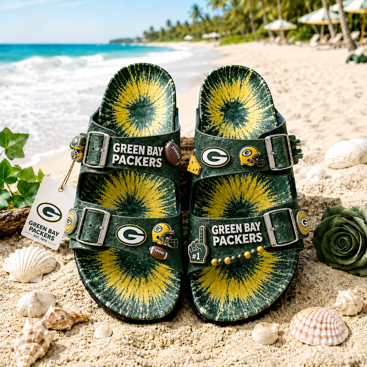 Premium NFL GBP Summer Splash Birkenstocks Shoes