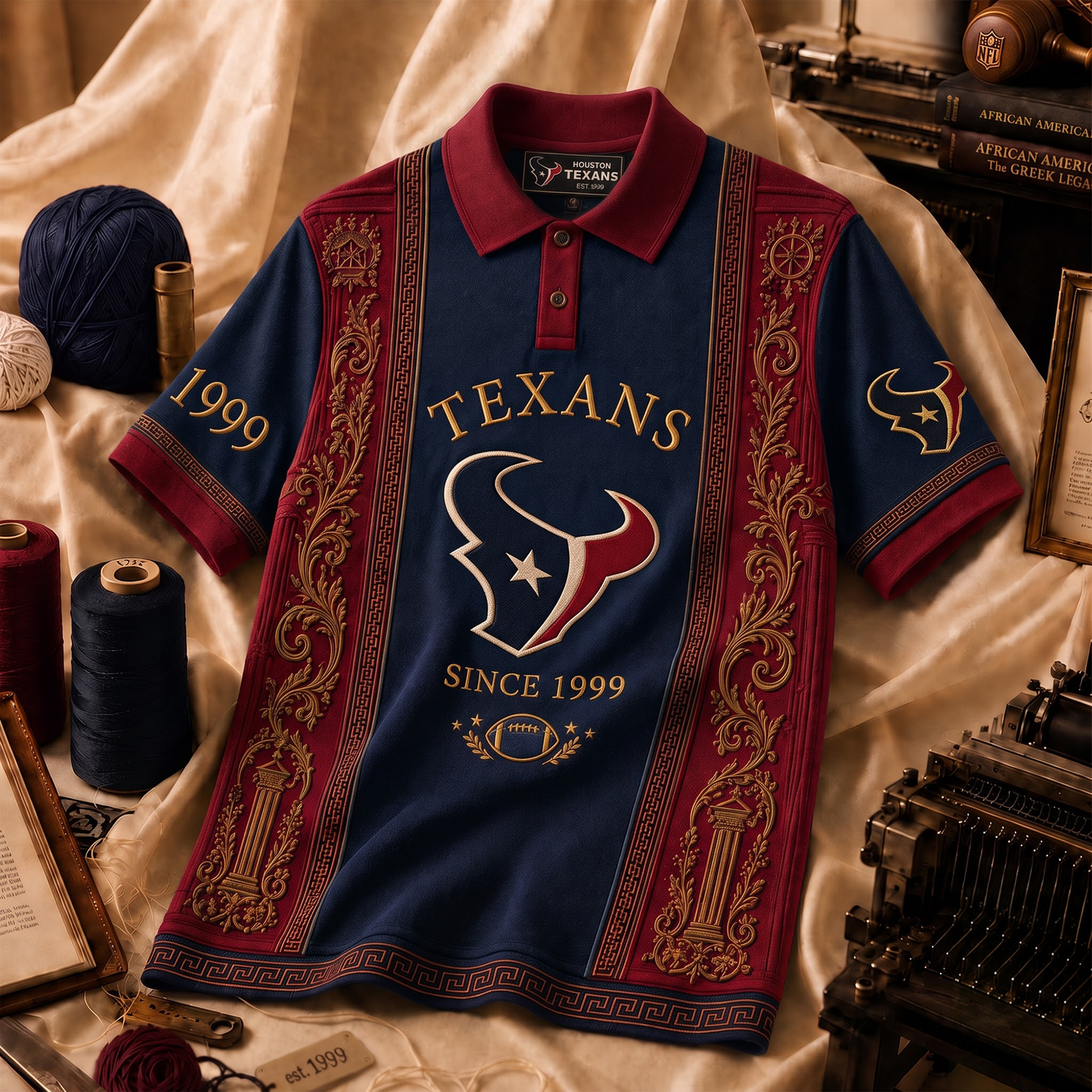Premium NFL HOU Embroidered Vintage Heritage Polo Shirt