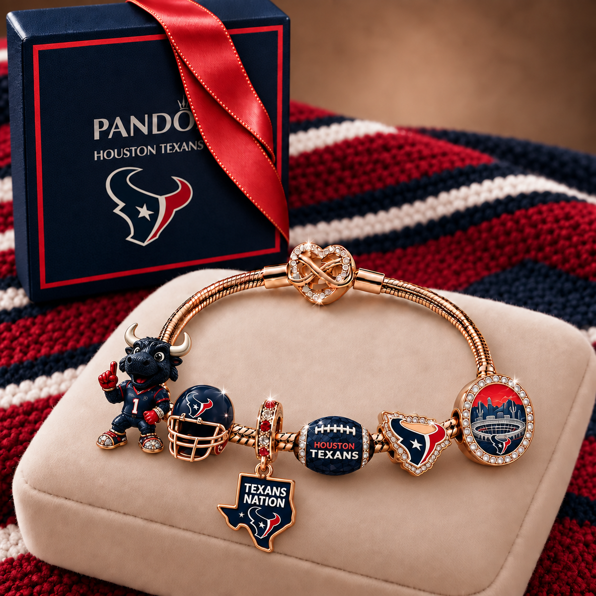 Premium NFL HT Collector Rose Gold Charm Bracelet V6