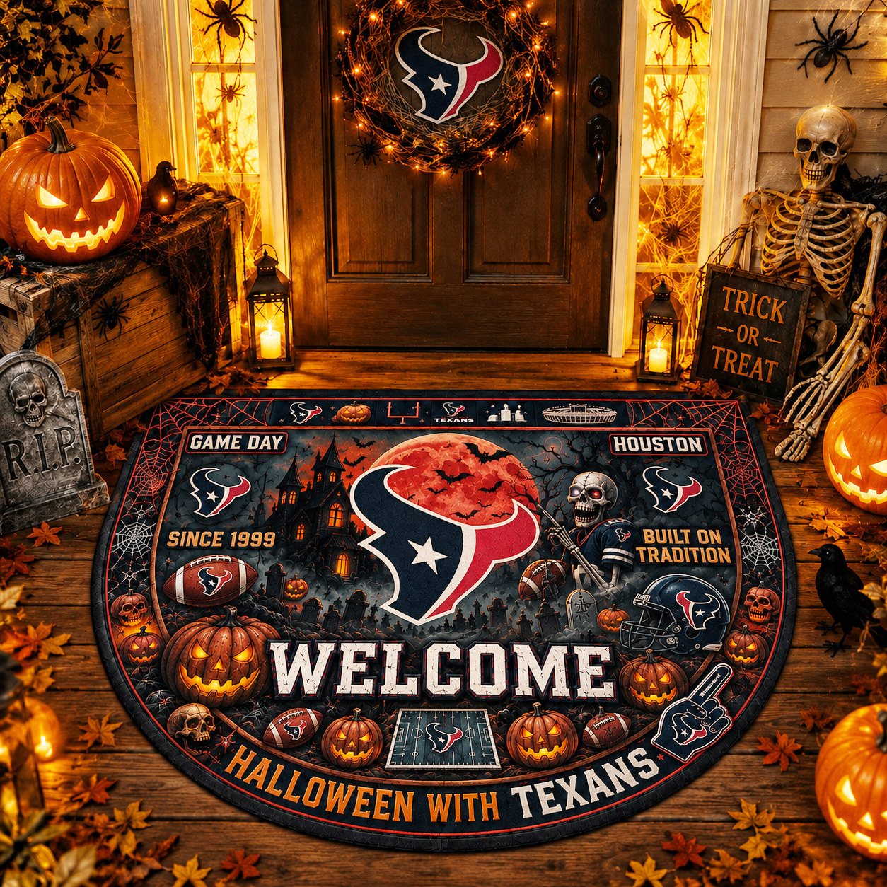 Premium NFL HT Halloween Welcome Doormat