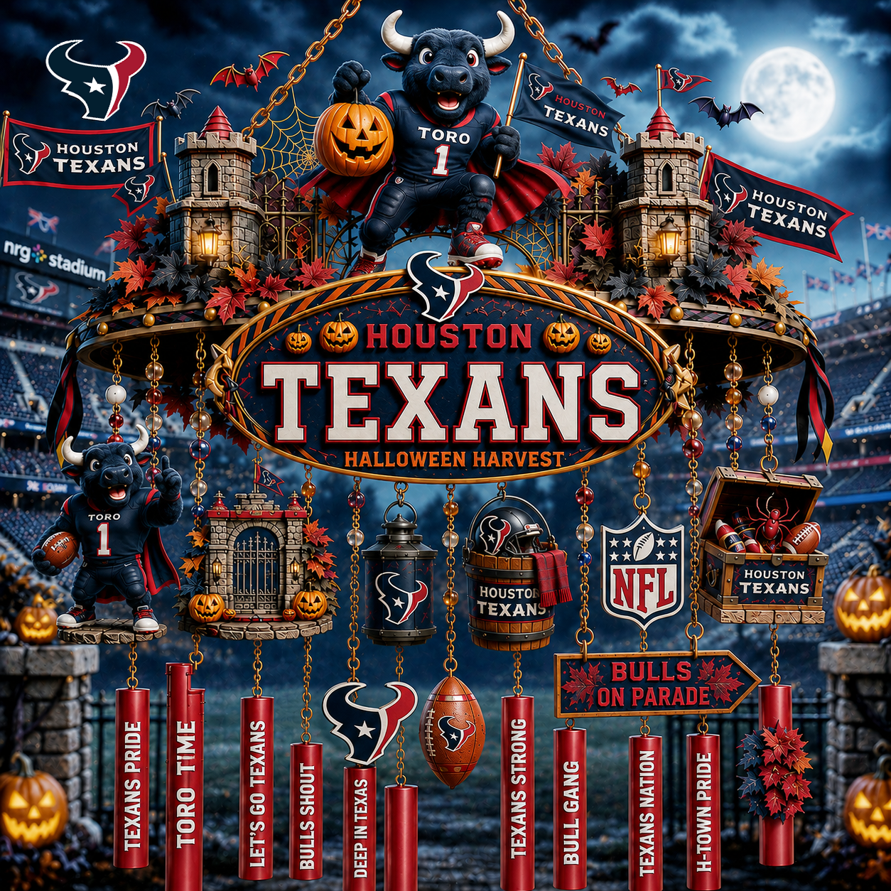 Premium NFL HT Halloween Wind Chime
