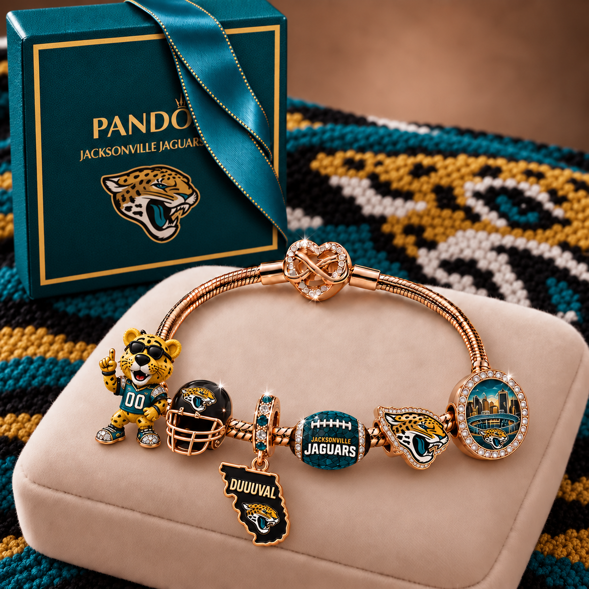 Premium NFL JJ Collector Rose Gold Charm Bracelet V6