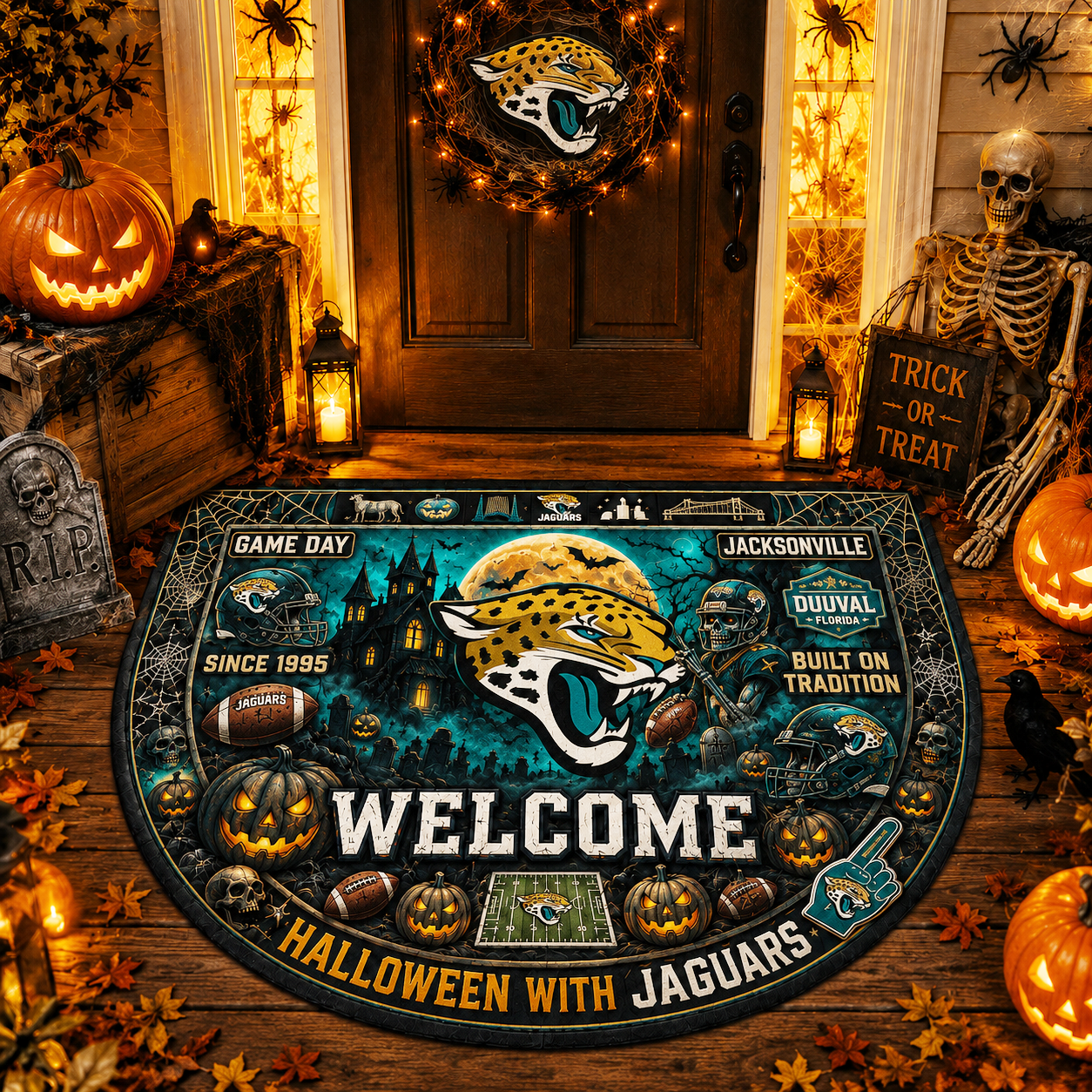 Premium NFL JJ Halloween Welcome Doormat