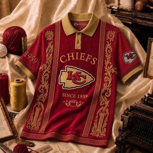 Premium NFL KC Embroidered Vintage Heritage Polo Shirt