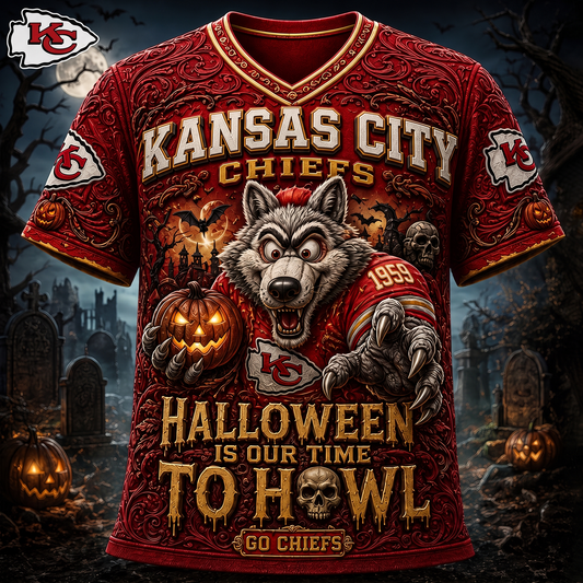 Premium NFL KC Haunted Howl Halloween Mascot T-shirt