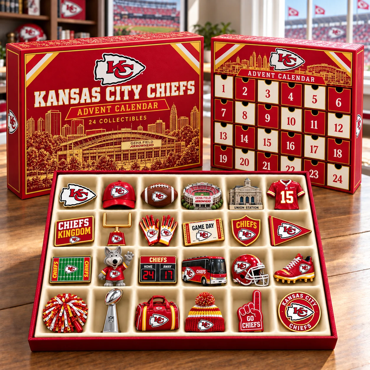 Premium NFL KC Team Spirit 24-Piece Advent Calendar V3