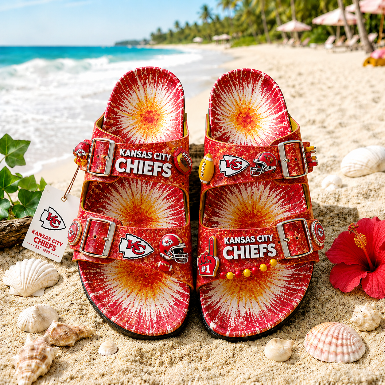 Premium NFL KCC Summer Splash Birkenstocks Shoes