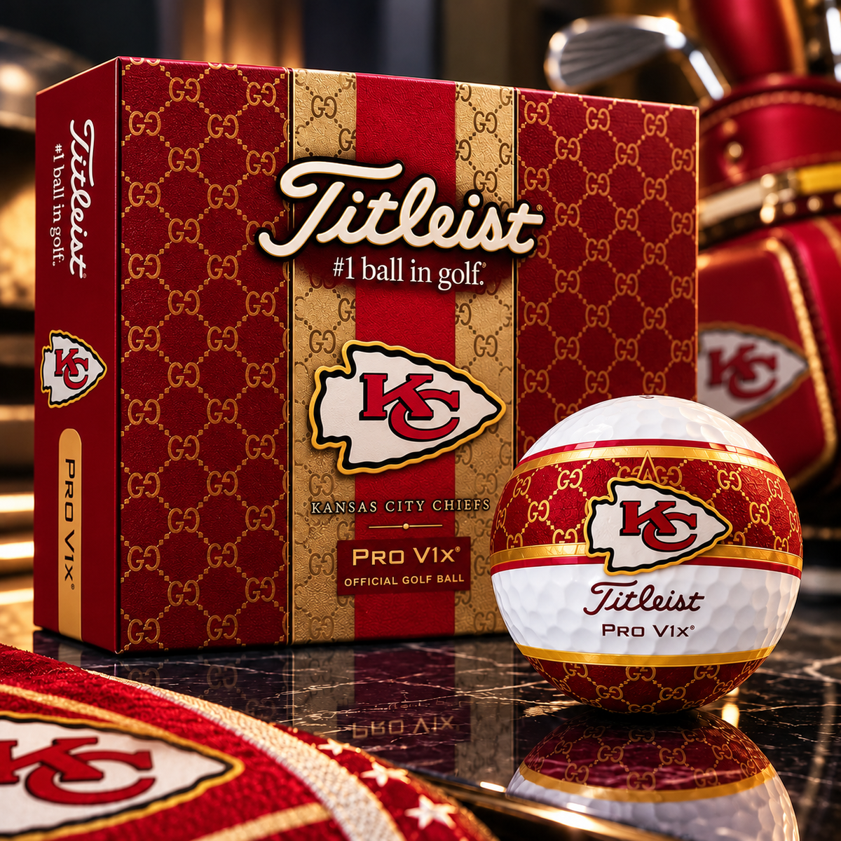 Premium NFL KCC x GC x Titleist Pro V1 Golf Ball Set V3