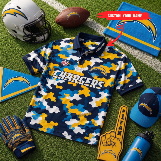 Premium NFL LAC Camo Polo Shirt