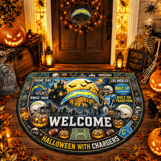 Premium NFL LAC Halloween Welcome Doormat