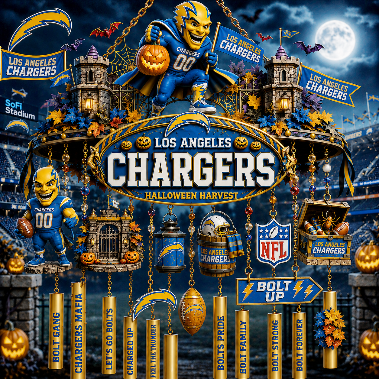 Premium NFL LAC Halloween Wind Chime
