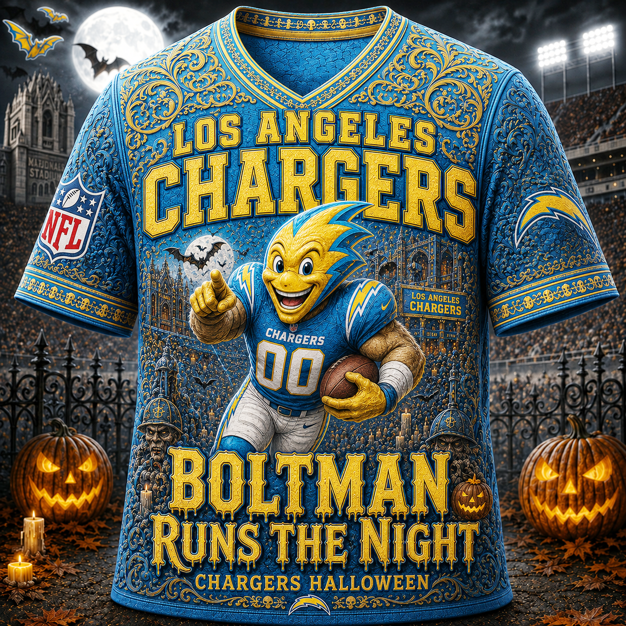 Premium NFL LAC Runs the Night Halloween Mascot T-shirt