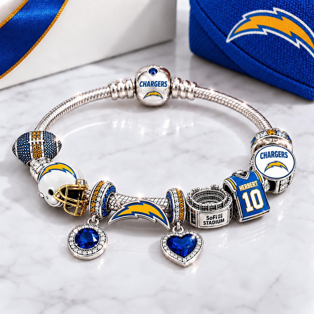 Premium NFL LAC Team Spirit Charm Bracelet V8