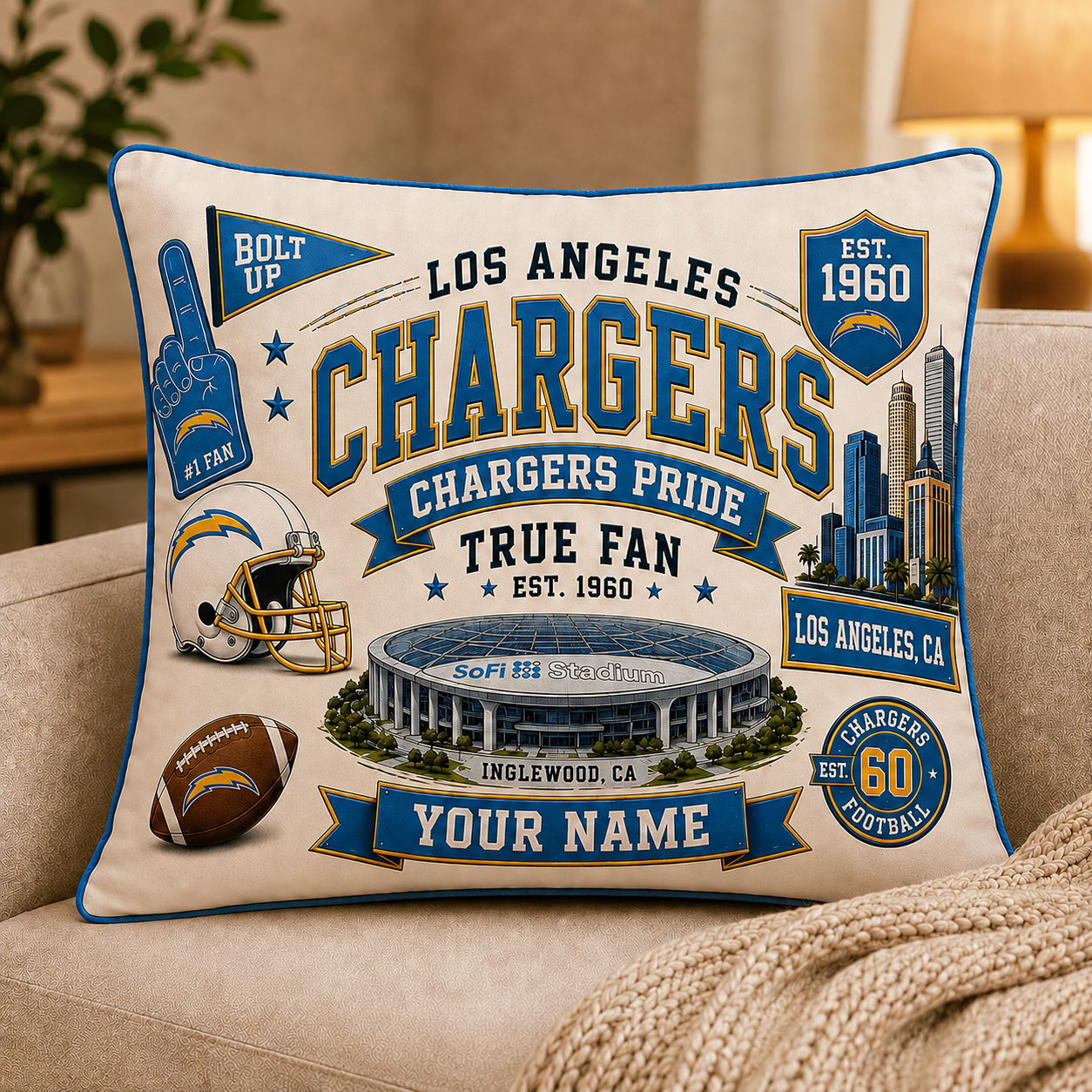Premium NFL LAC Vintage Pillow