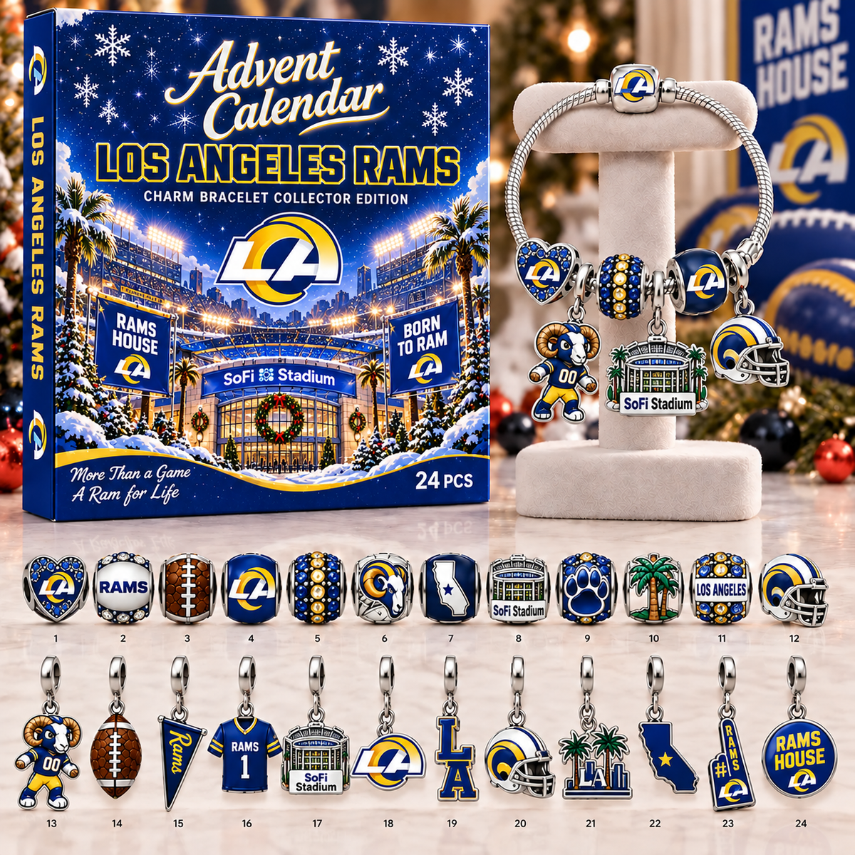 Premium NFL LAR Advent Calendar Charm Bracelet Set V5