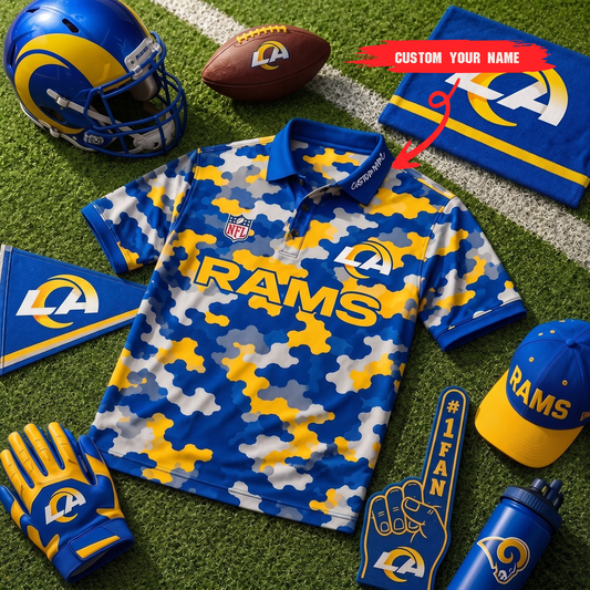 Premium NFL LAR Camo Polo Shirt