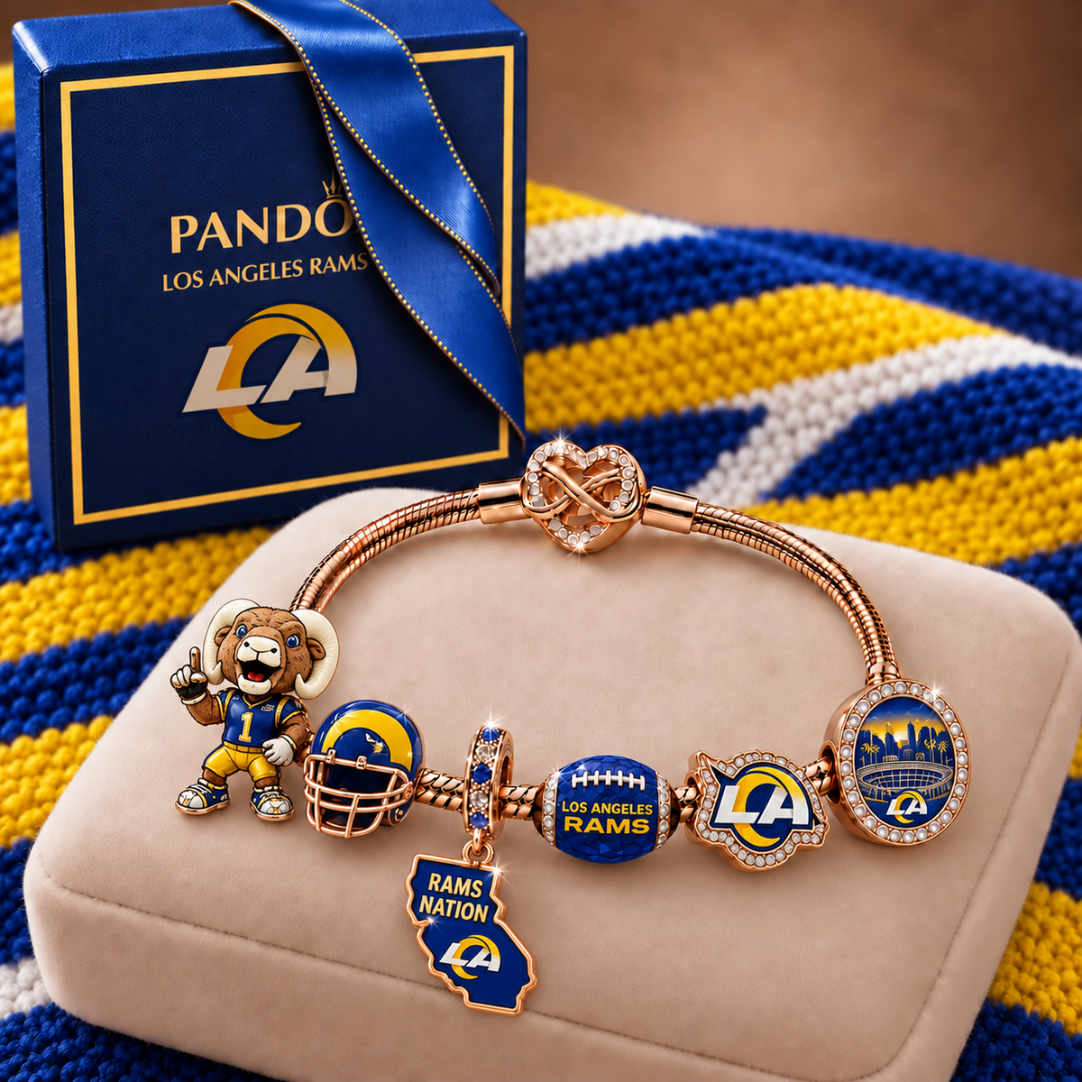 Premium NFL LAR Collector Rose Gold Charm Bracelet V6