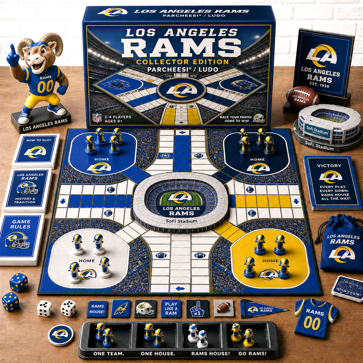 Premium NFL LAR Collector’s Edition Parcheesi Board Game