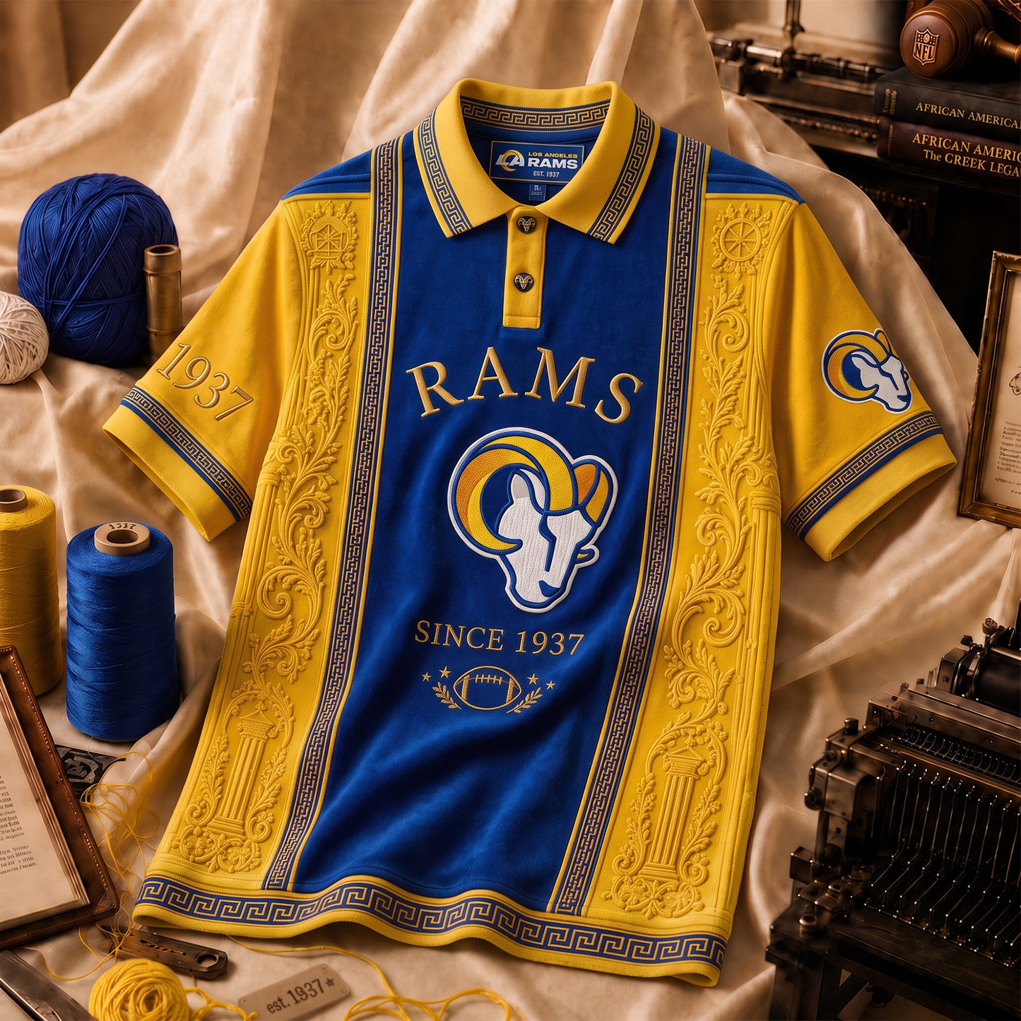 Premium NFL LAR Embroidered Vintage Heritage Polo Shirt