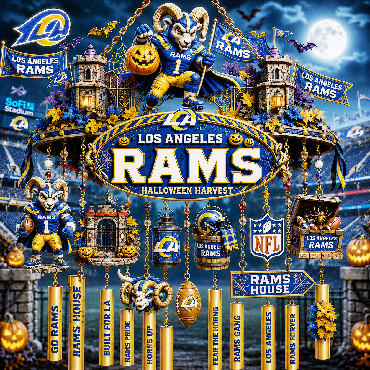 Premium NFL LAR Halloween Wind Chime