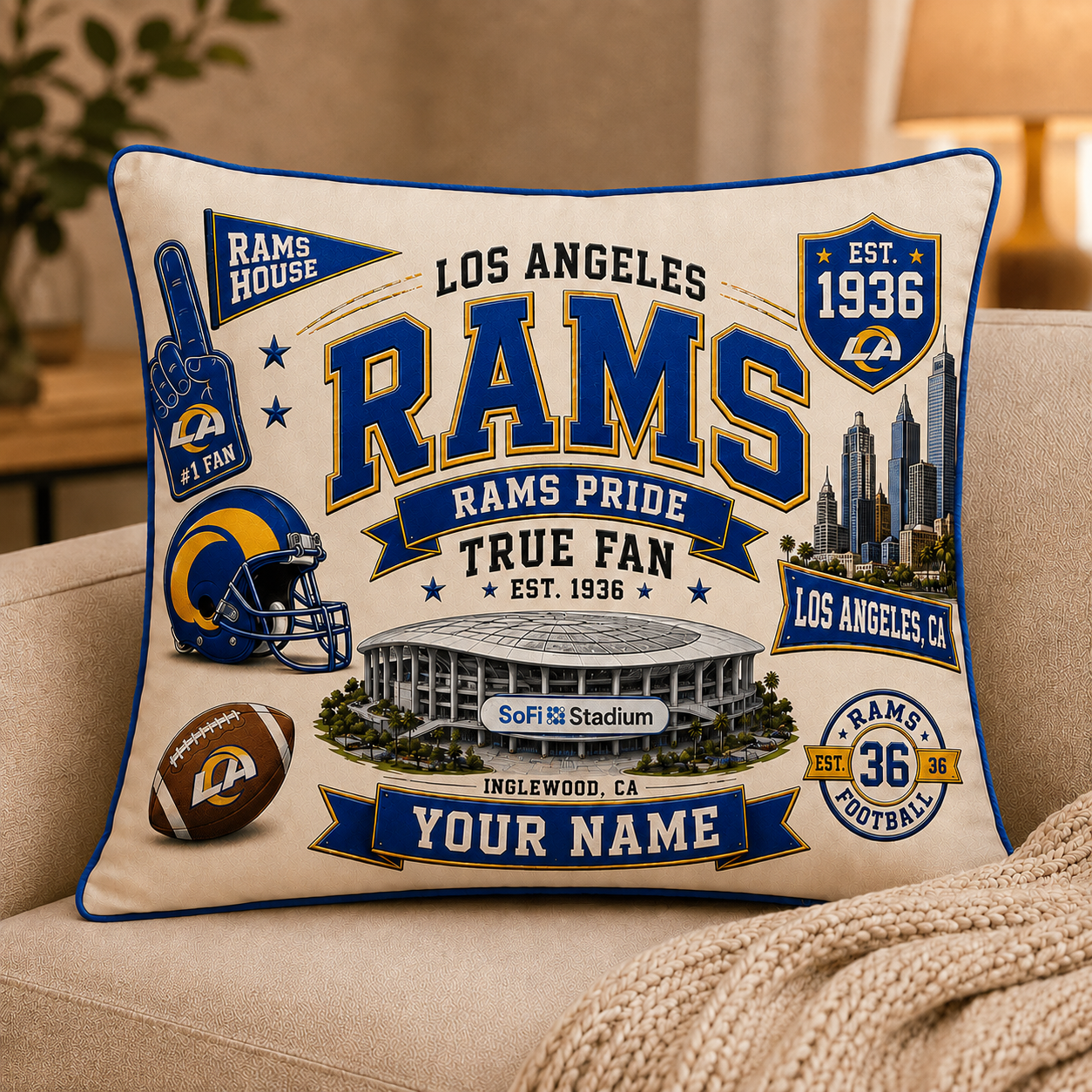 Premium NFL LAR Vintage Pillow