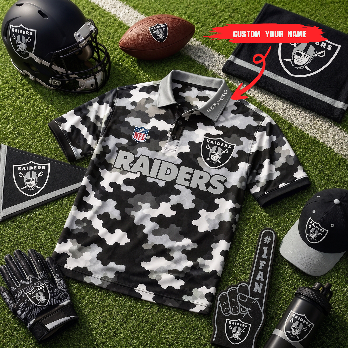 Premium NFL LV Camo Polo Shirt