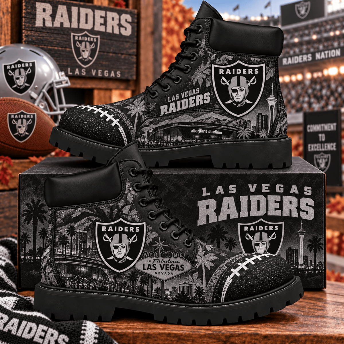 Premium NFL LV Heritage Skyline Boots V4