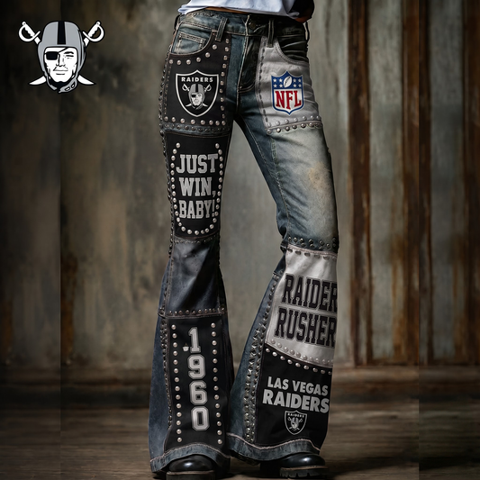 Premium NFL LV Vintage Patchwork Zipped Flared Pants