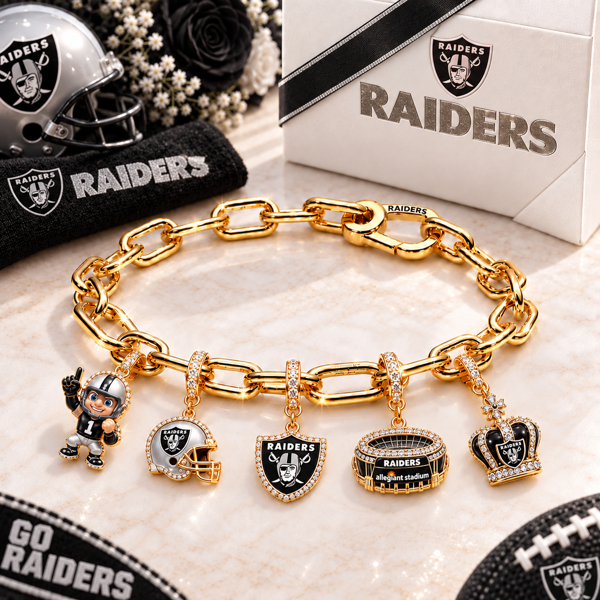 Premium NFL LVR Game Day Gold Charm Bracelet V5