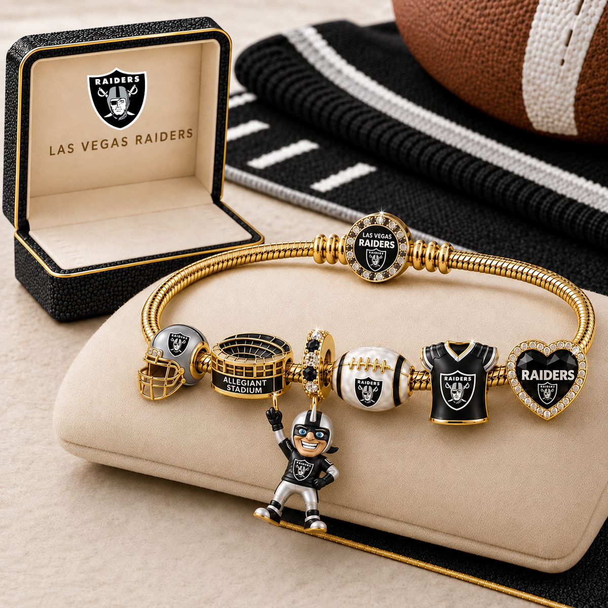 Premium NFL LVR Gold Charm Bracelet Set