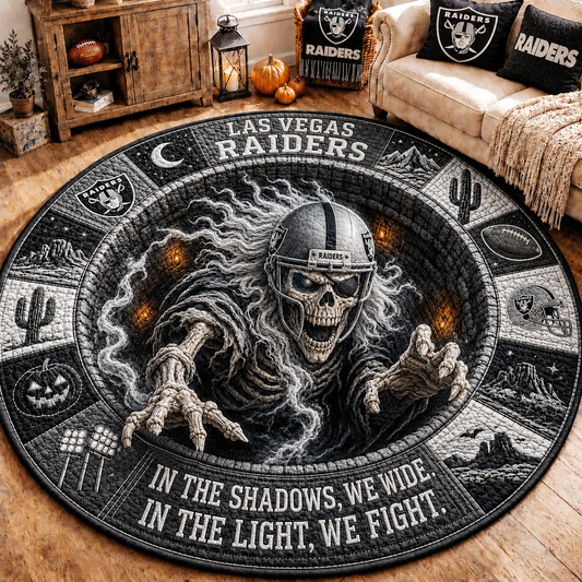 Premium NFL LVR Haunted Gridiron Skeleton Quilted Round Mat