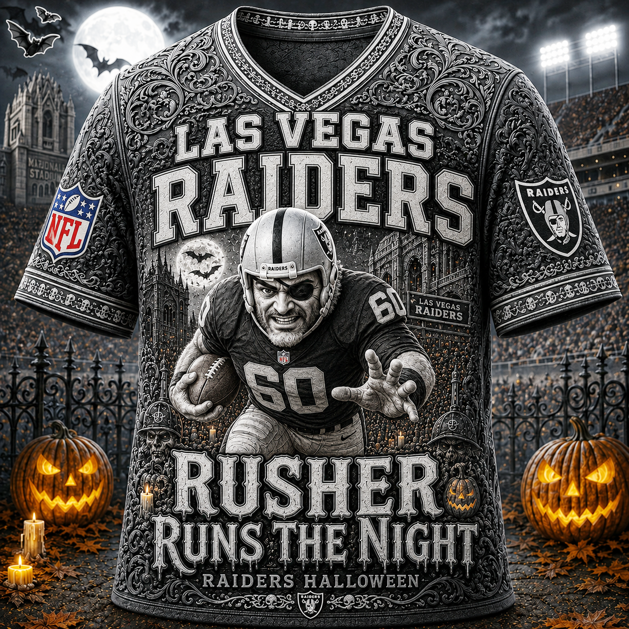 Premium NFL LVR Runs the Night Halloween Mascot T-shirt