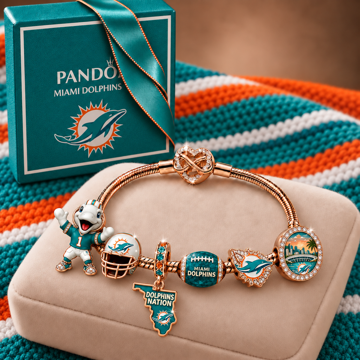 Premium NFL MD Collector Rose Gold Charm Bracelet V6