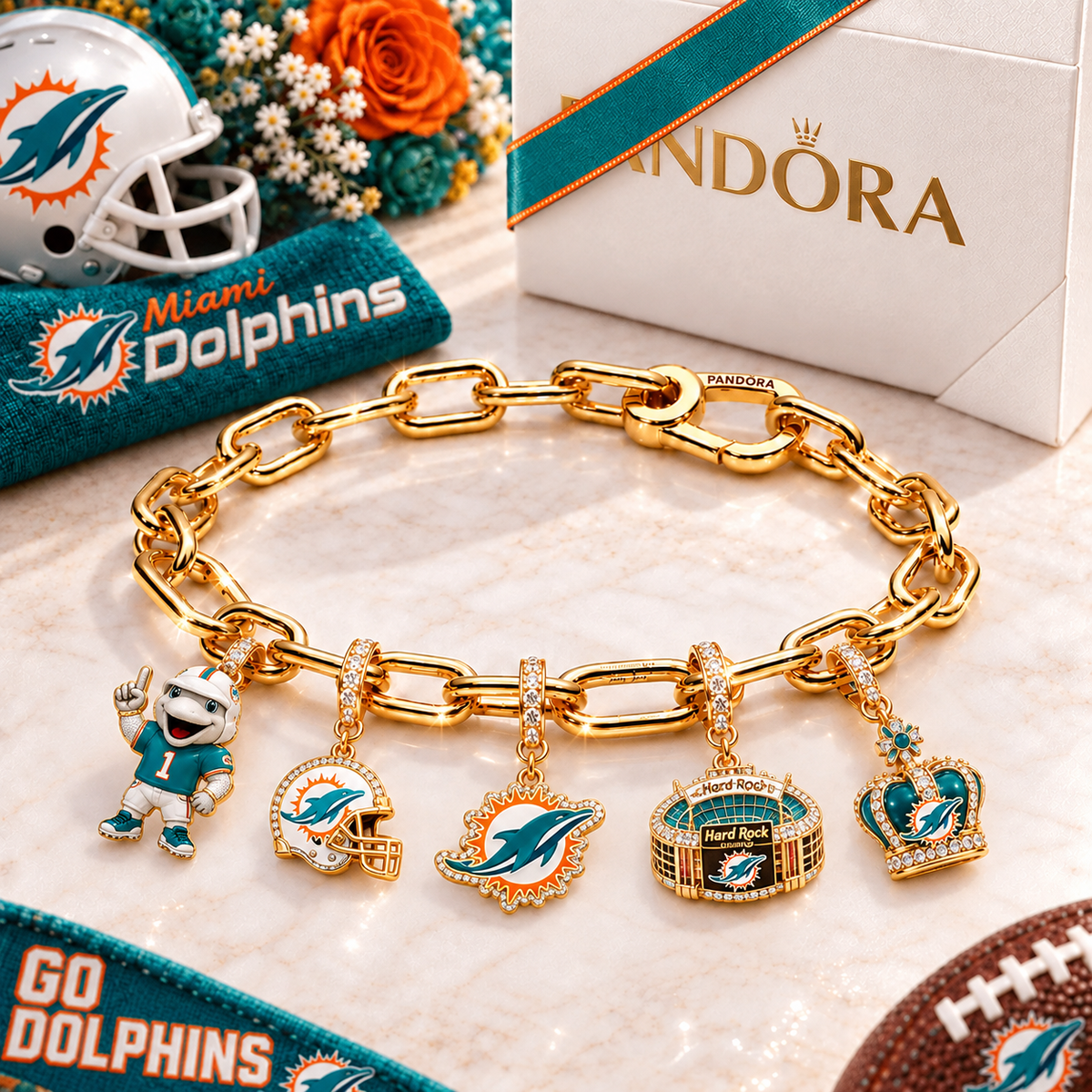 Premium NFL MD Game Day Gold Charm Bracelet V5