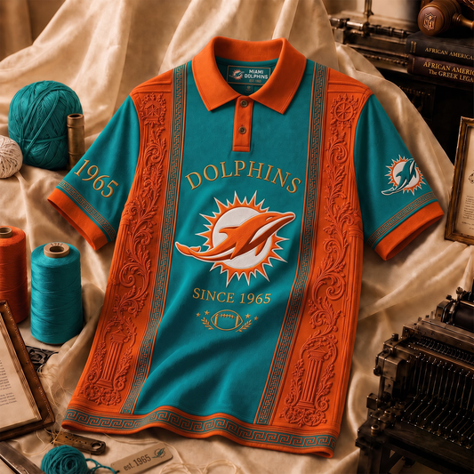 Premium NFL MIA Embroidered Vintage Heritage Polo Shirt