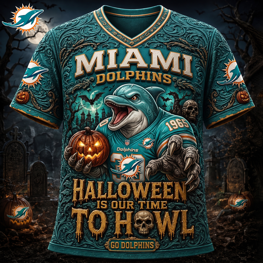 Premium NFL MIA Haunted Howl Halloween Mascot T-shirt
