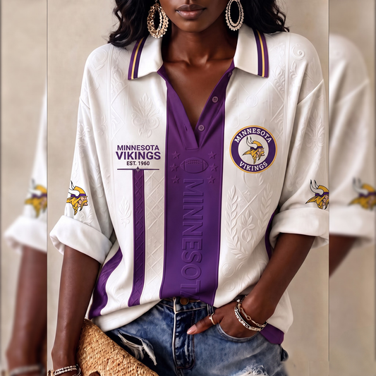 Premium NFL MIN Embossed Heritage Open-collar Polo Shirt