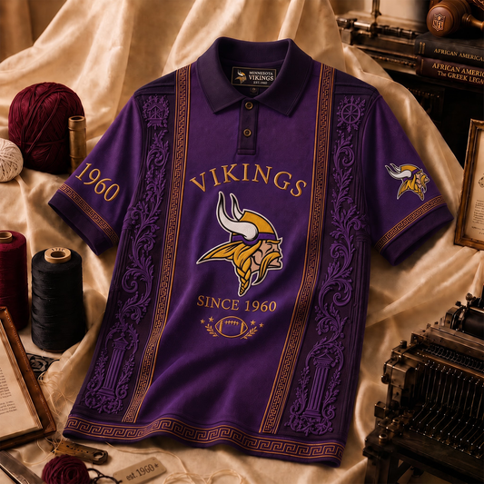 Premium NFL MIN Embroidered Vintage Heritage Polo Shirt