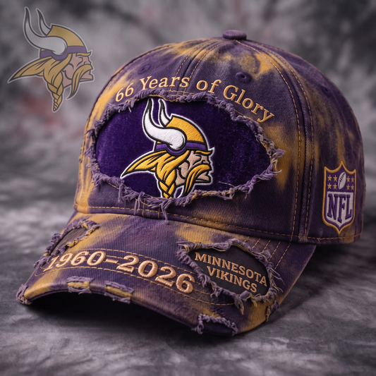 Premium NFL MIN Glory Vintage Distressed Embroidered Cap