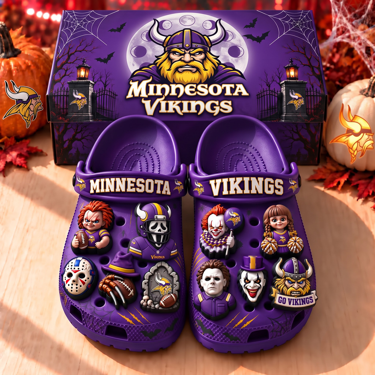 Premium NFL MIN Halloween Clogs