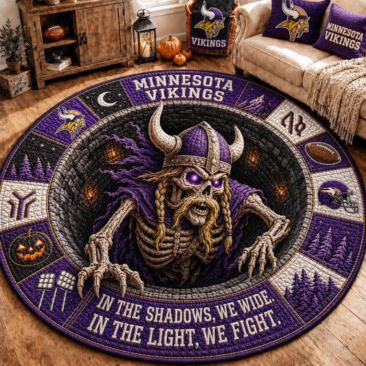 Premium NFL MV Haunted Gridiron Skeleton Quilted Round Mat