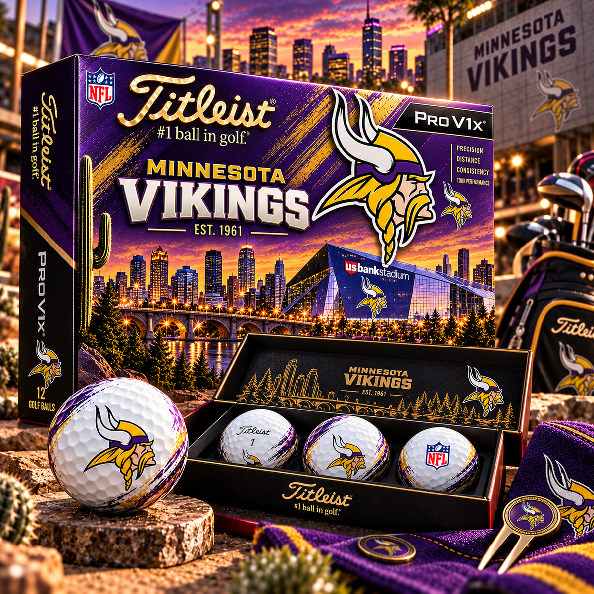 Premium NFL MV x Titleist Pro V1 Herritage Golf Ball Set V4
