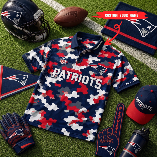 Premium NFL NE Camo Polo Shirt