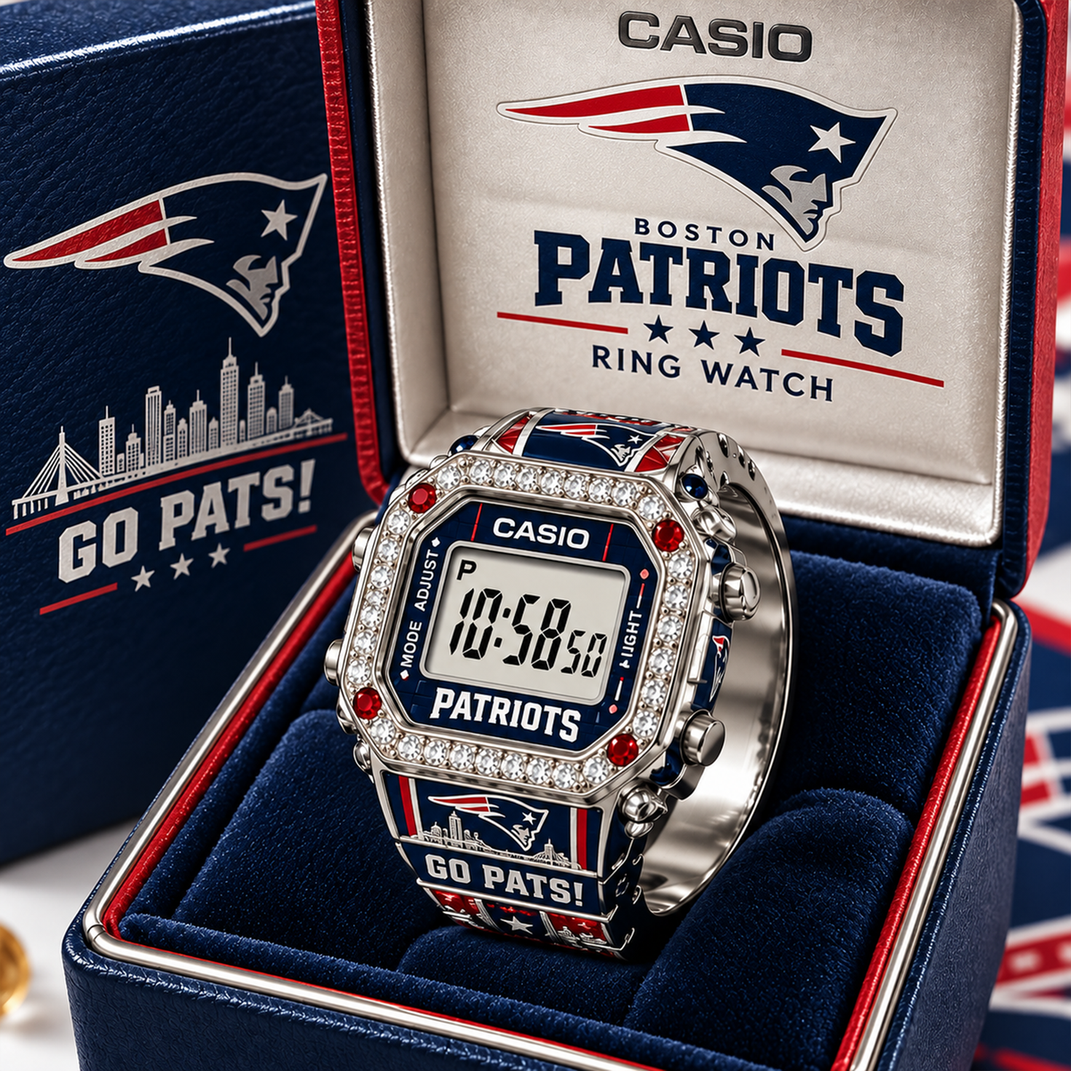 Premium NFL NE Gold Ring Watch